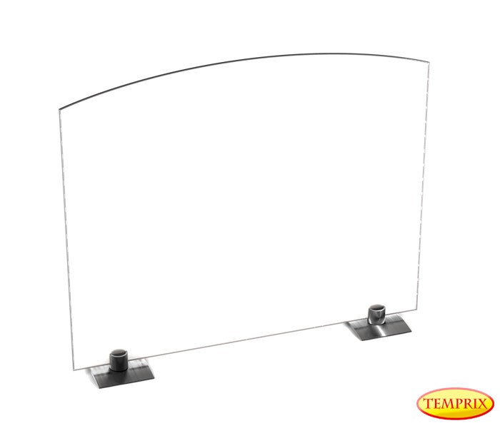 Pare-étincelles Alfa verre sablé Ice-Look 540mm x 600mm avec Pieds en acier spécial