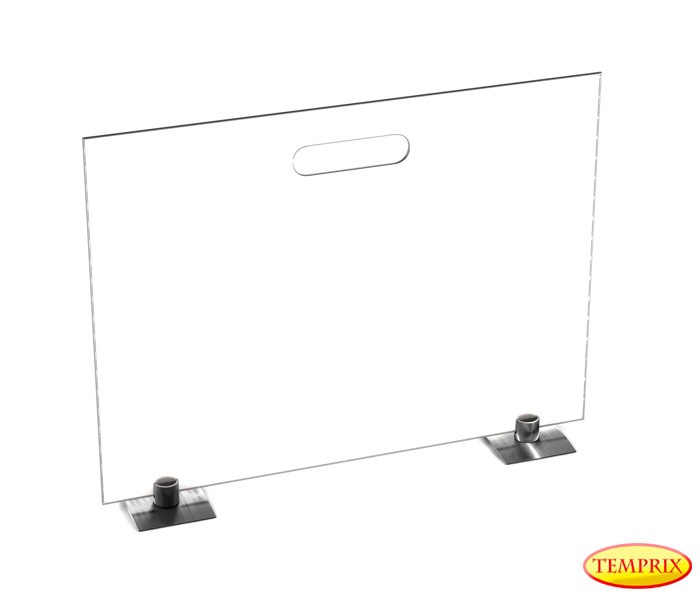 Pare-étincelles Square verre sablé Ice-Look 540mm x 600mm avec Pieds en acier spécial