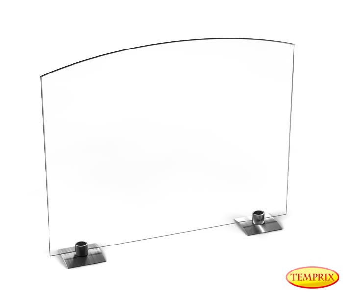 Pare-étincelles Alfa verre clair 540mm x 600mm avec pieds en acier spécial