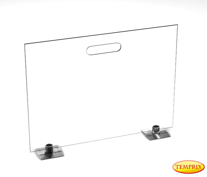 Pare-étincelles Square verre clair 540mm x 600mm avec Pieds en acier spécial
