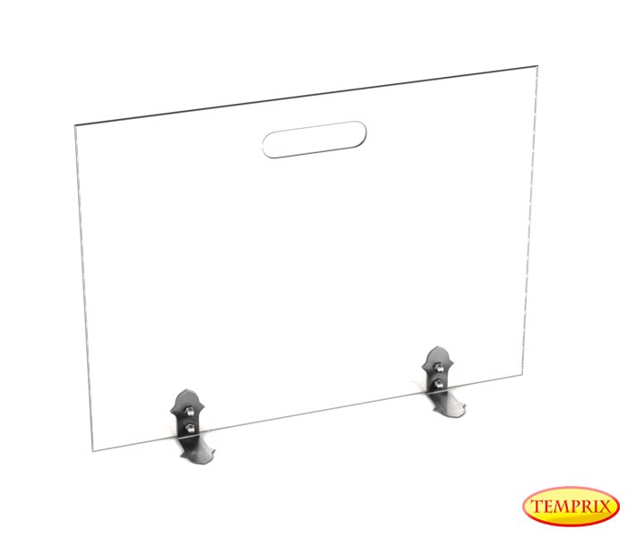 Pare-étincelles Square verre sablé Ice-Look 540mm x 600mm avec Pieds en acier