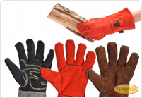 Gants de cheminee resistants a la chaleur en cuir